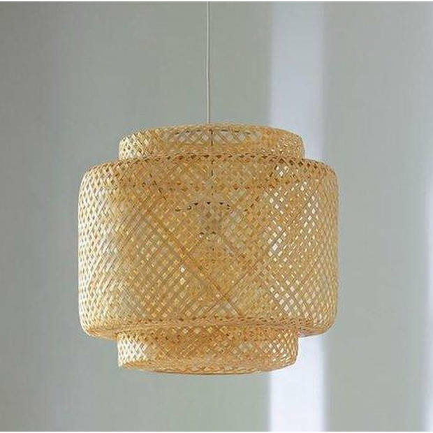 Atmosphera Hanglamp bamboe Boho - 40 x 38 cm - naturel - gevlochten lampenkap - Scandinavisch design - Hanglampen