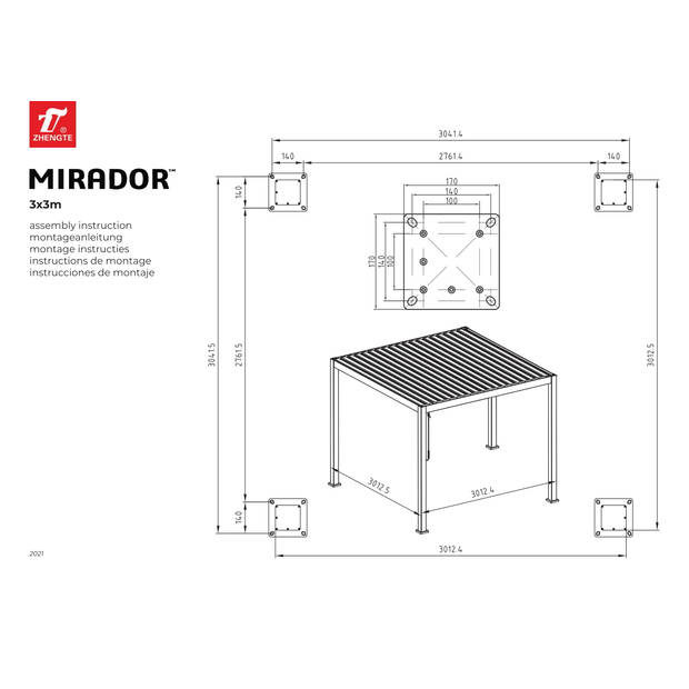 SORARA® Mirador Basic 300 x 300 cm Wit