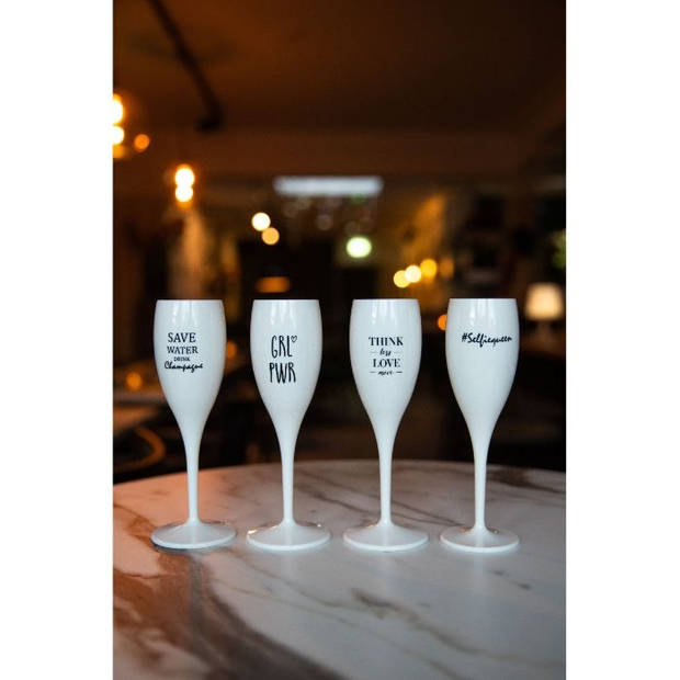 Koziol - Superglas Cheers No. 1 Champagneglas Think Less Love More - Kunststof - Wit