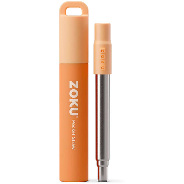Zoku - Pocket Straw Herbruikbaar Rietje - Roestvast Staal - Oranje
