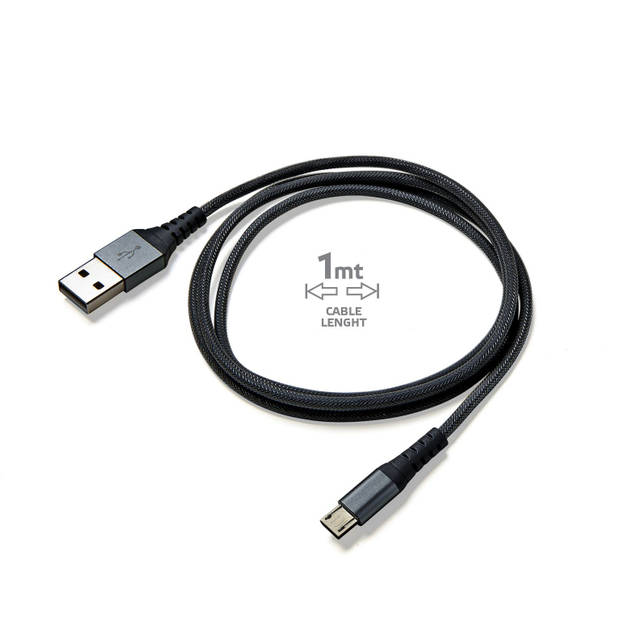 Celly - Micro-USB Kabel Nylon, Zwart - Celly