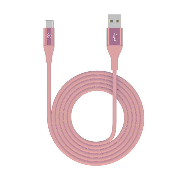 Celly - USB-Kabel Type-C, 1 meter, Roze - Siliconen - Celly Feeling