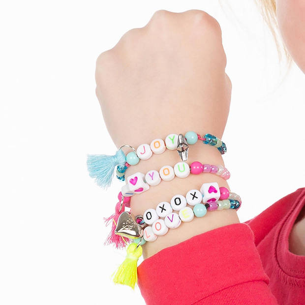 Totum maak je eigen letterarmbandjes junior 13 cm nylon 4 stuks