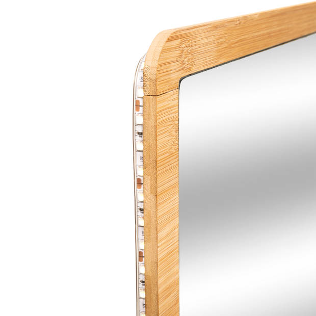 Bamboe Spiegel Rechthoekig met LED verlichting 47x66 cm - Bruin