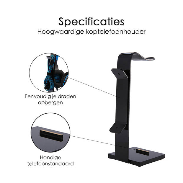 Koptelefoon Standaard - Headset Stand - Kabel Organizer - Zwart