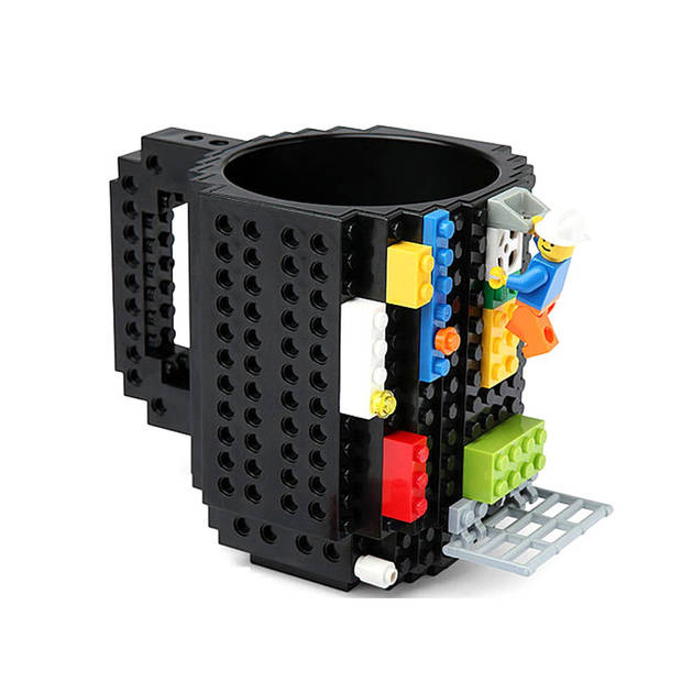 Mok met bouwstenen - Geschikt voor LEGO en andere merken - Zwart