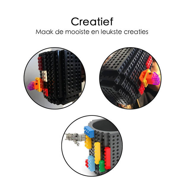 Mok met bouwstenen - Geschikt voor LEGO en andere merken - Zwart