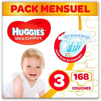 HUGGIES Ultra Comfort - Unisex babyluiers x168 Maat 3-1 maandverpakking