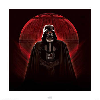 Kunstdruk Star Wars Rogue One Darth Vader and Death Star 40x40cm