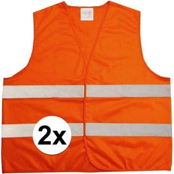 2x Oranje veiligheidsvest voor volwassenen - reflecterend vest