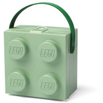 LEGO - Set van 2 - Lunchbox Brick 4 met handvat, Zandgroen - LEGO