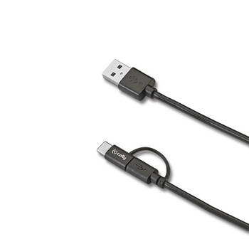 Celly - Micro-USB/Type-C Kabel, 1 meter - Zwart - Kunststof - Celly