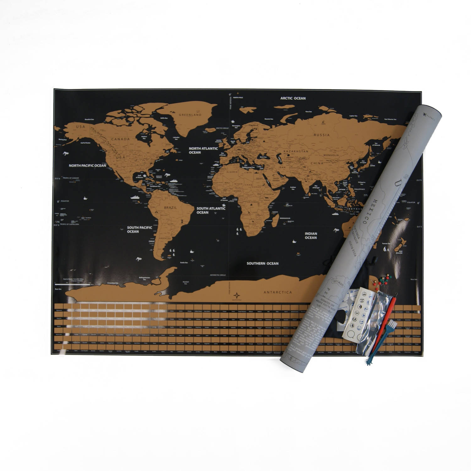 Wereldkaart Kras Poster 84 X 59.4 Cm World Scratch Map Xl