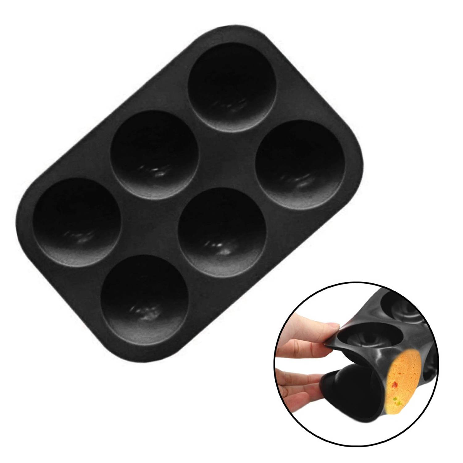 Plasticiteit lijn binding Muffinvorm Siliconen - Bakvorm - Voor 6 Muffins - Flexibel | Blokker