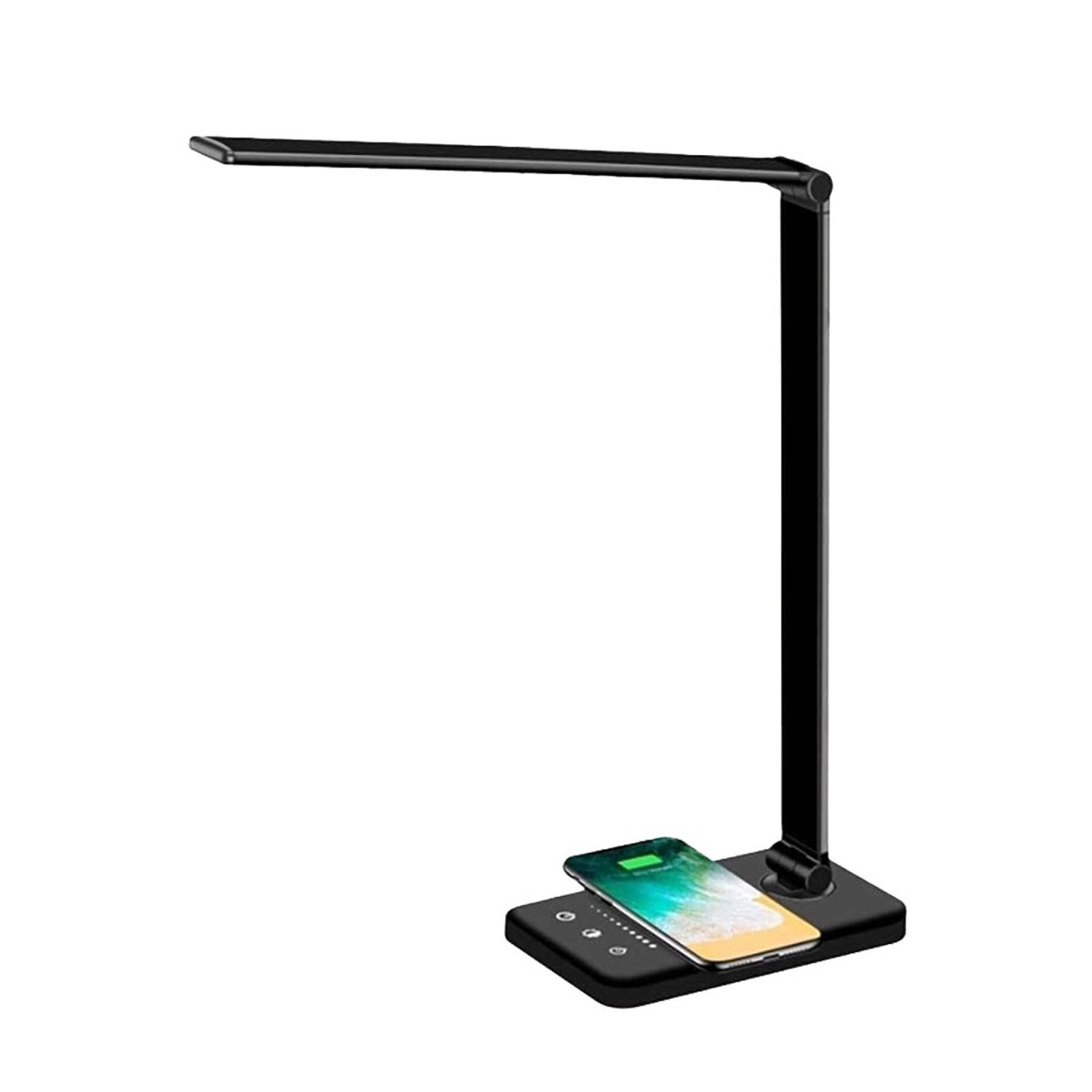 Mok Draaien visie Bureaulamp LED - Verstelbaar - Draadloze Oplader - Zwart | Blokker