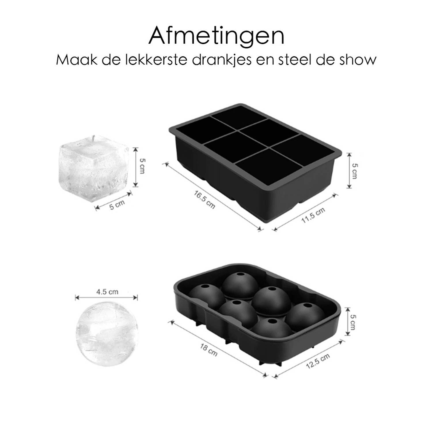 kalmeren droog importeren IJsblokjesvorm Luxe IJsblokvormen en IJsballenvormen Duo Set | Blokker