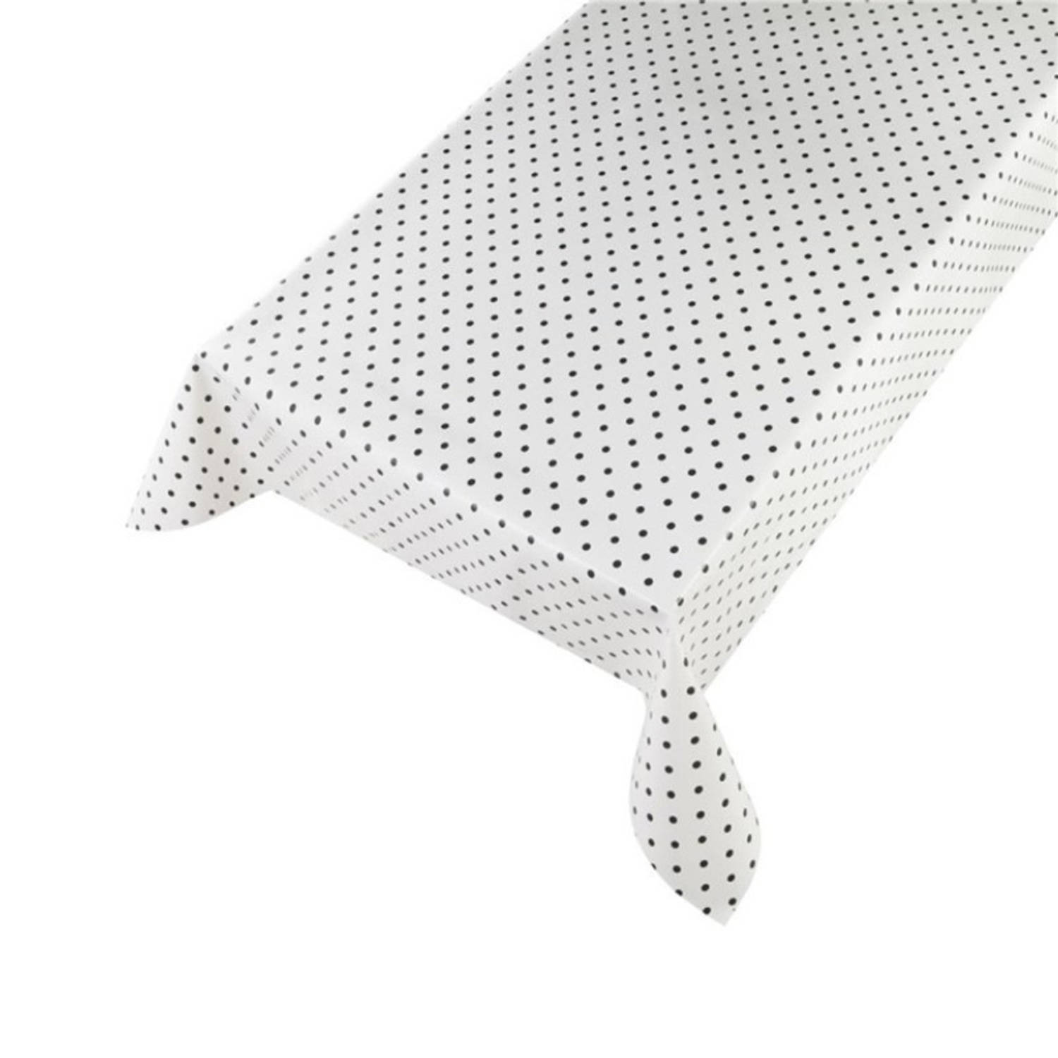Tafelzeil/tafelkleed wit met zwarte stippen 140 x 175 cm - Tafelzeilen