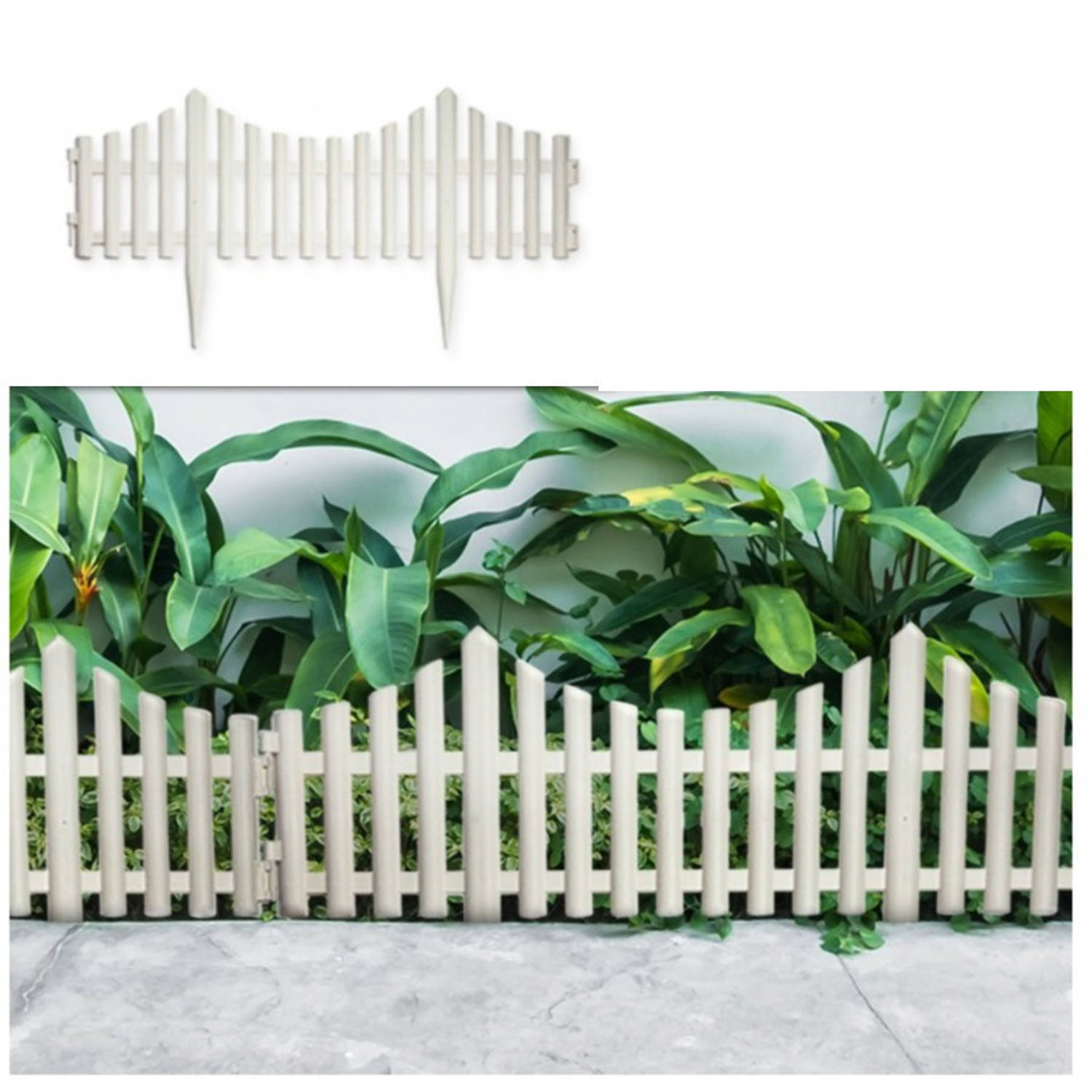 6x stuks flexibele graskant/tuin rand/kantopsluiting hekjes van 60 cm wit - Gazongereedschap
