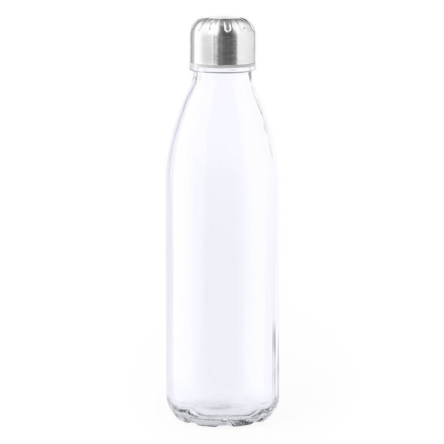 Glazen waterfles/drinkfles transparant met RVS dop 650 ml - Drinkflessen