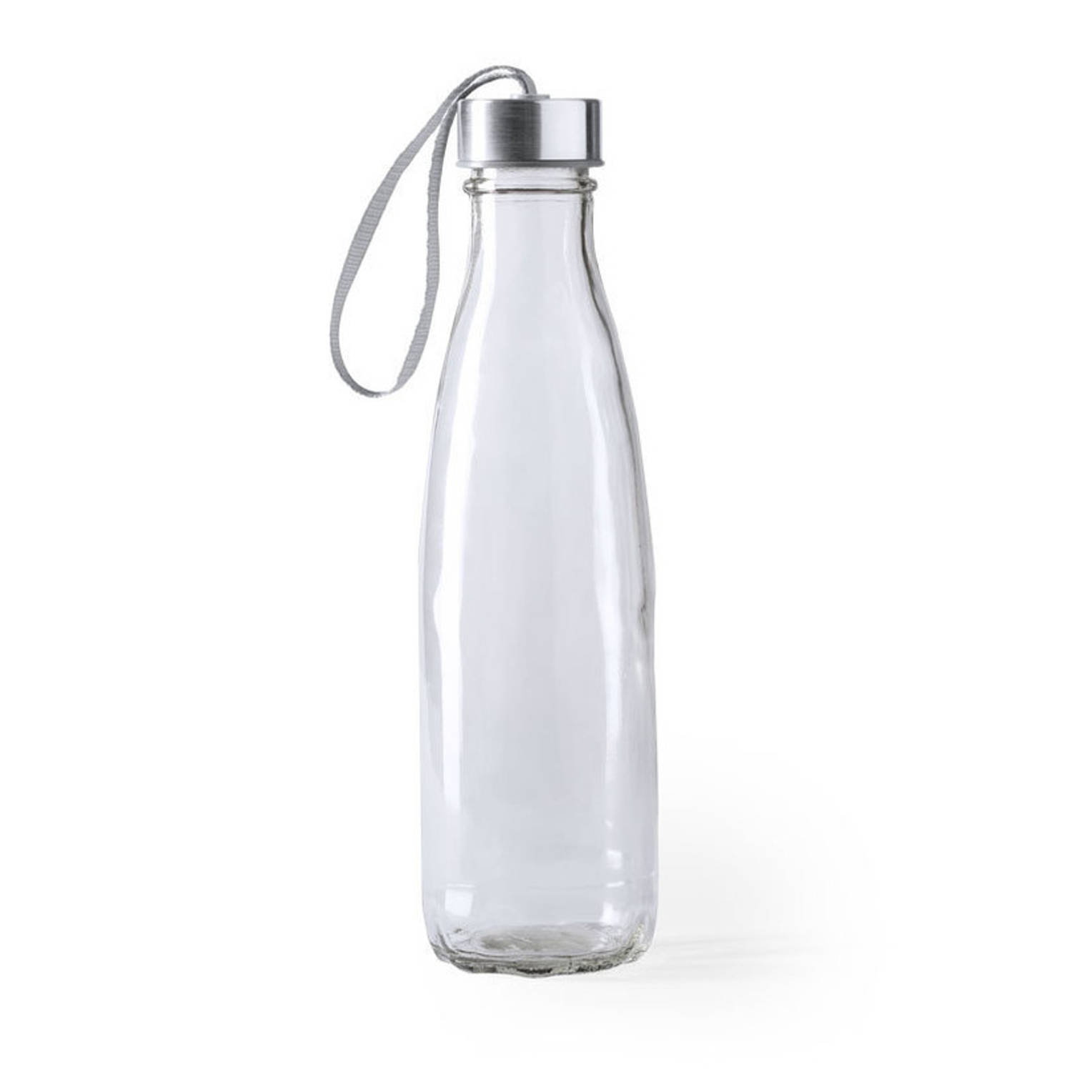 Glazen Waterfles/drinkfles Transparant Met Rvs Dop Met Handvat 610 Ml - Drinkflessen