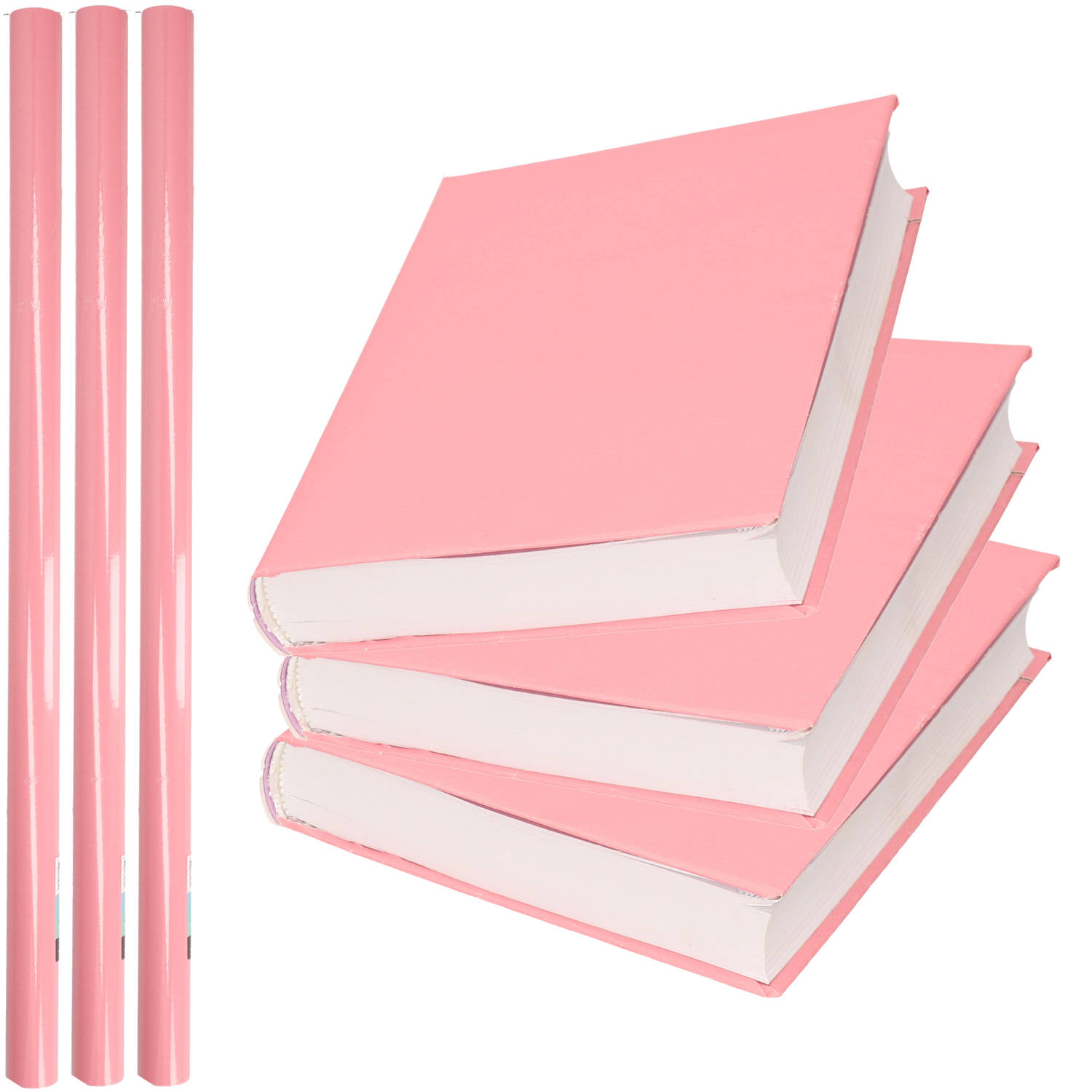 Wieg kompas Missie 3x Rollen kadopapier / schoolboeken kaftpapier pastel roze 200 x 70 cm -  Kaftpapier | Blokker