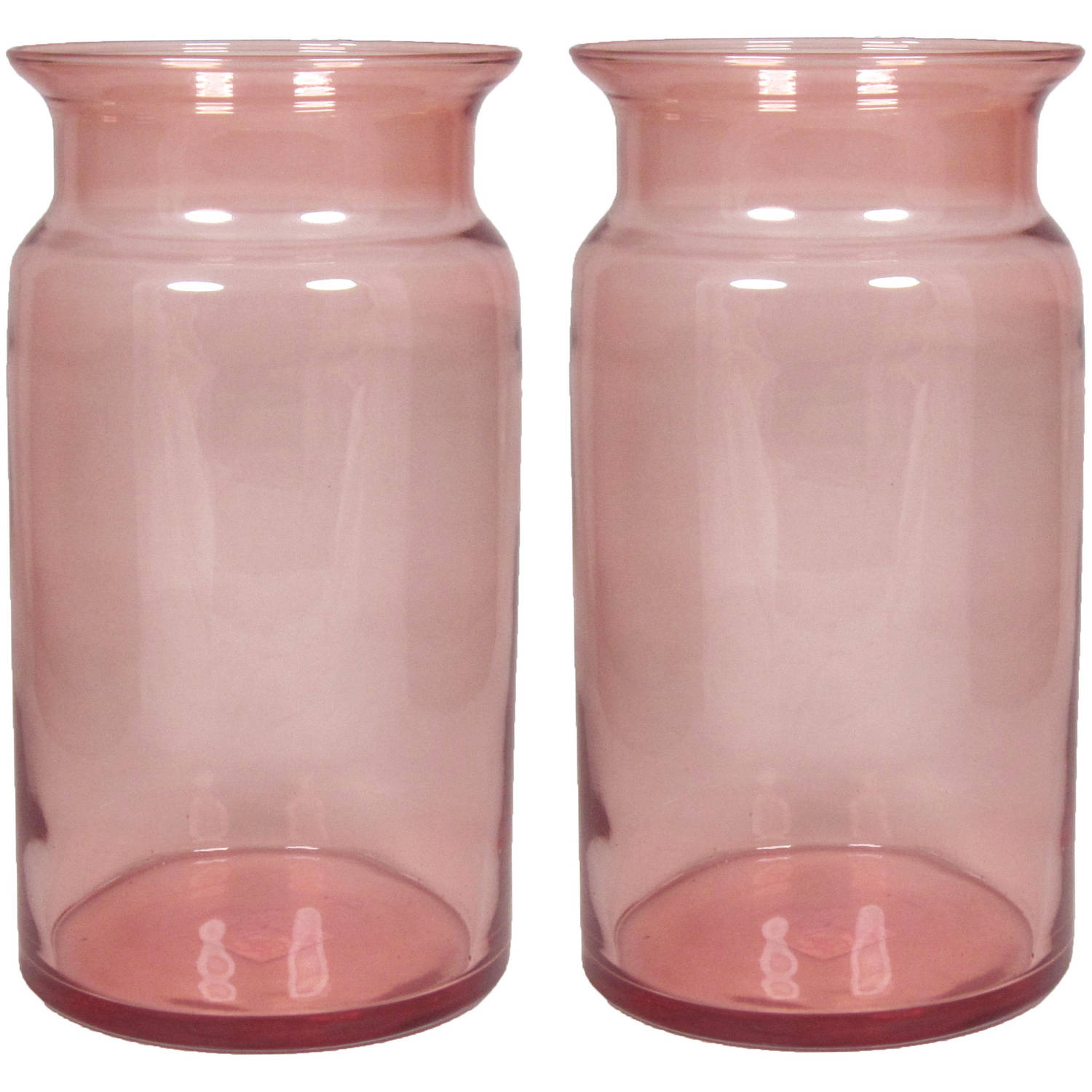 Fluisteren Arabische Sarabo ik ben gelukkig Set van 2x stuks glazen melkbus vaas/vazen oud roze 7 liter smalle hals 16  x 29 cm - Vazen | Blokker