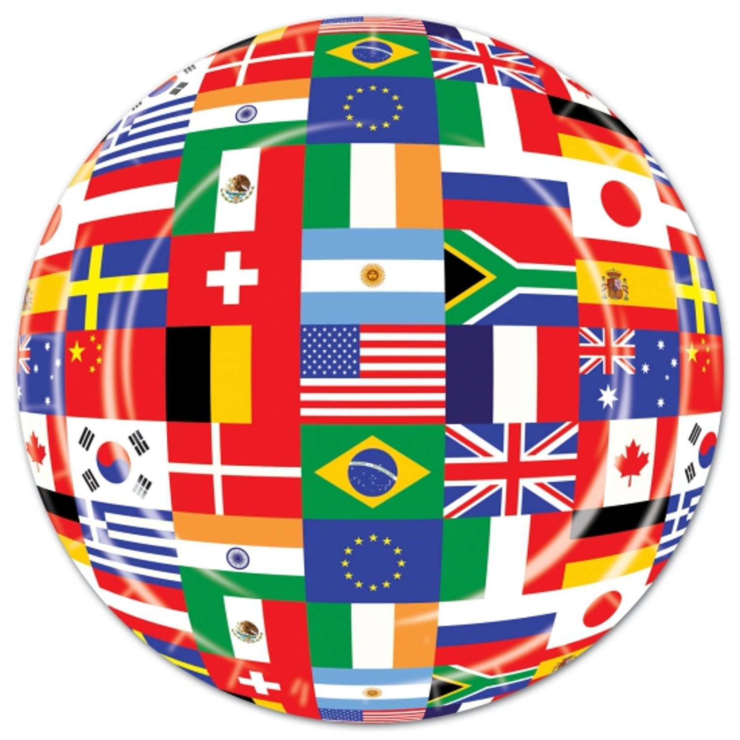 24x stuks landen thema bordjes met internationale vlaggen 23 cm - Feestbordjes