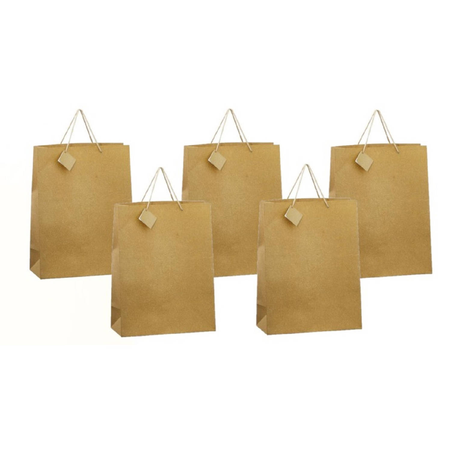 Polair Zinloos huichelarij 5x stuks luxe gouden papieren giftbags/tasjes met glitters 30 x 29 cm -  cadeautasjes | Blokker