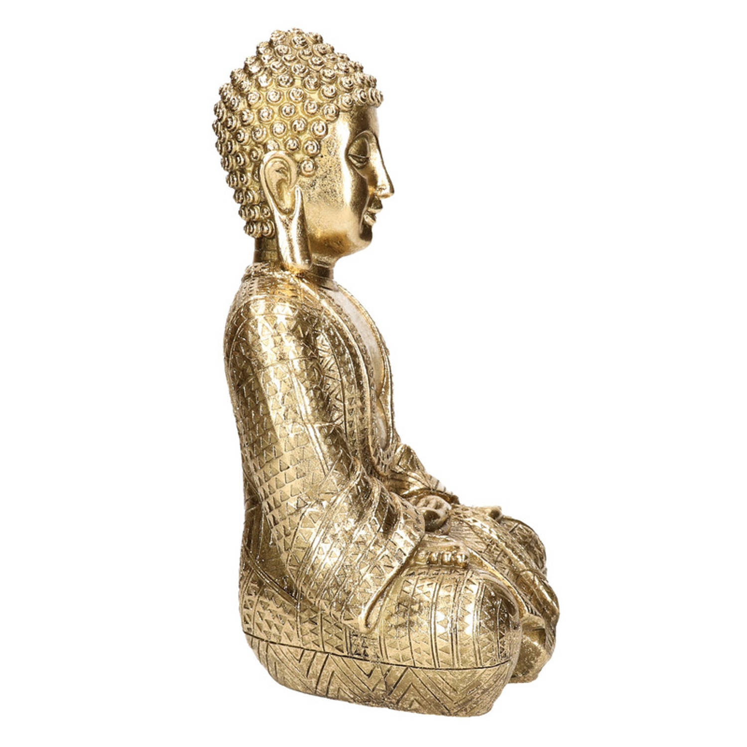 bloemblad verlangen gebaar Boeddha beeld goud zittend 30 cm - Woondecoratie beelden | Blokker