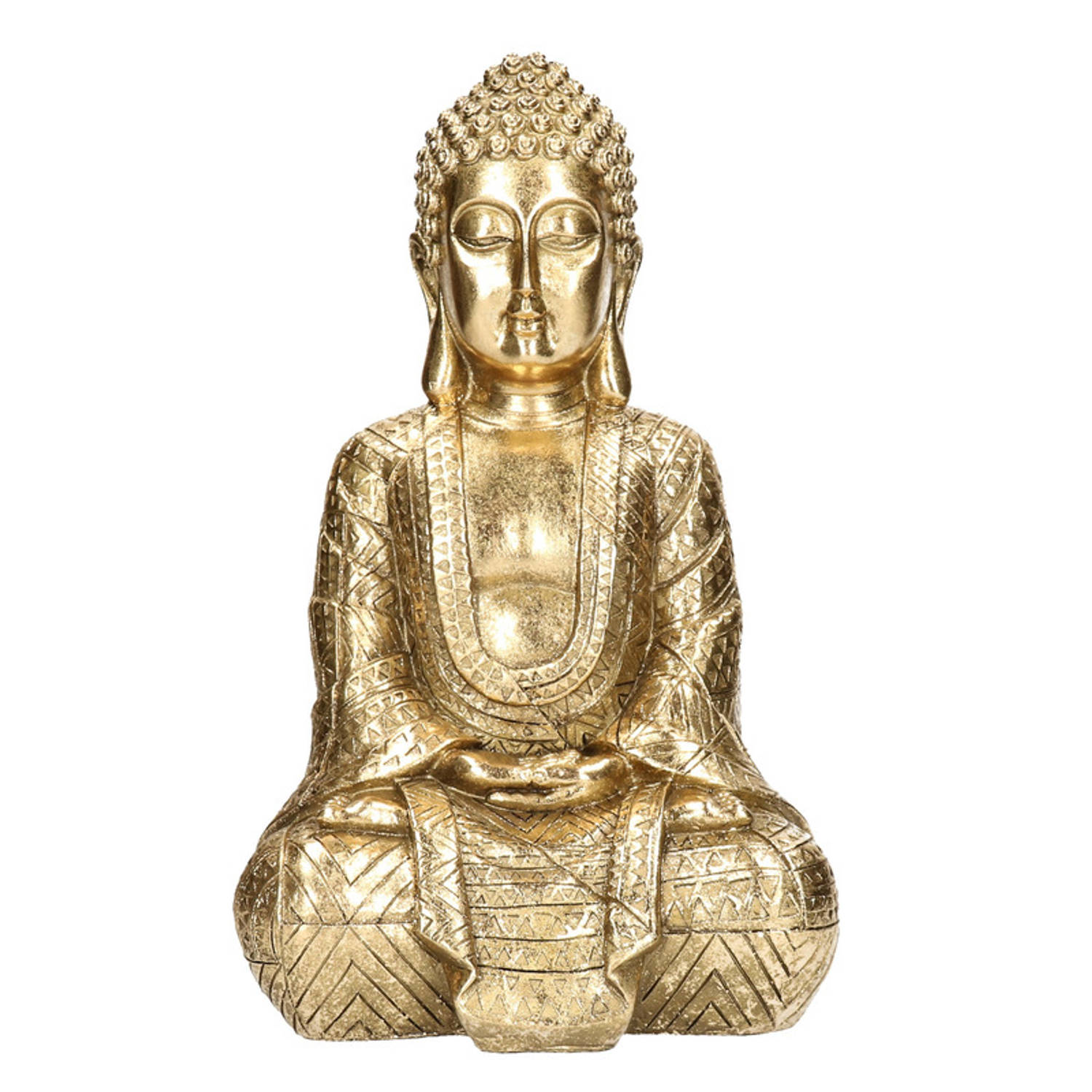 Boeddha Beeld Goud Zittend 30 Cm Woondecoratie Beelden