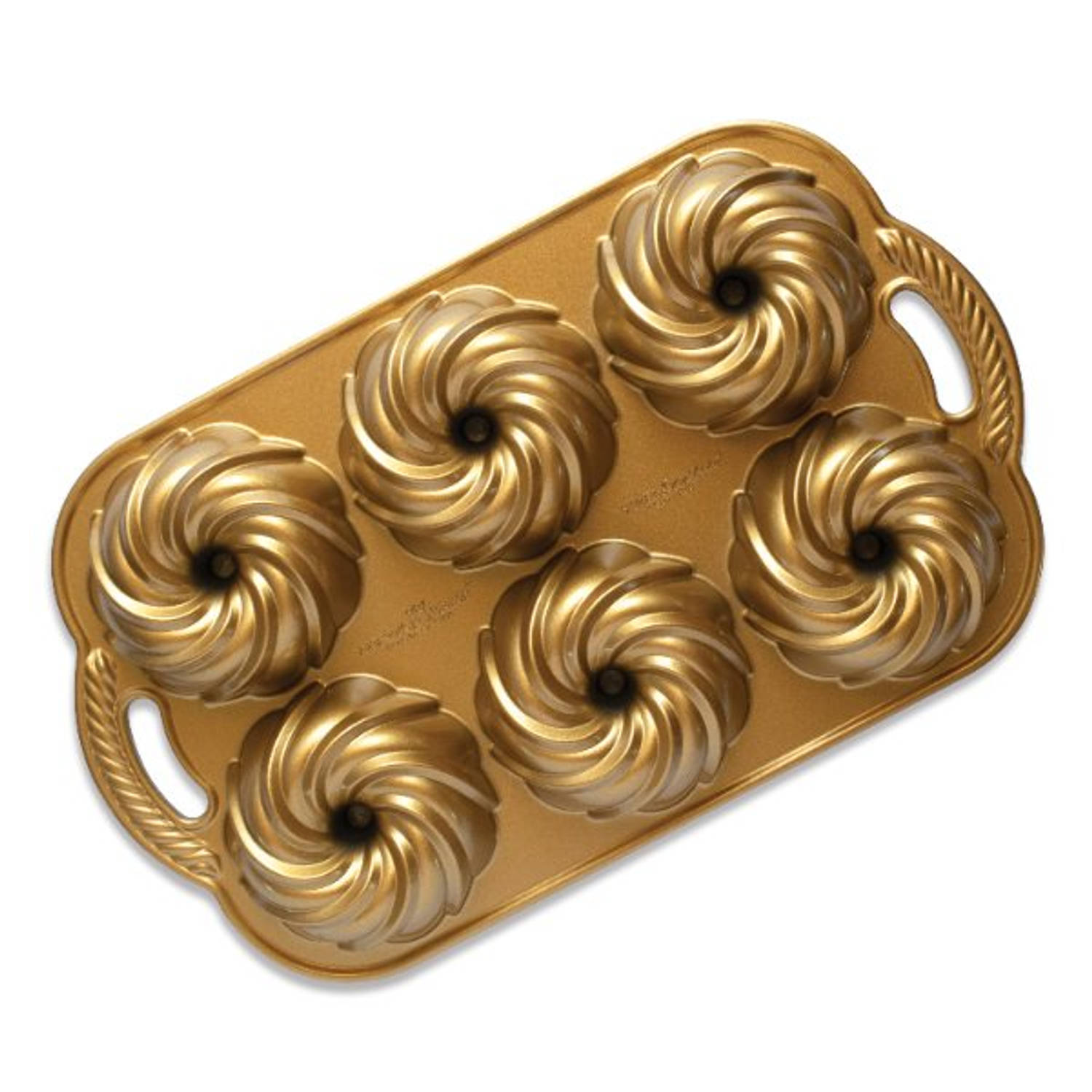 Tulband Bakvorm ""Swirl Bundtlette Pan"" - Nordic Ware Premier Gold