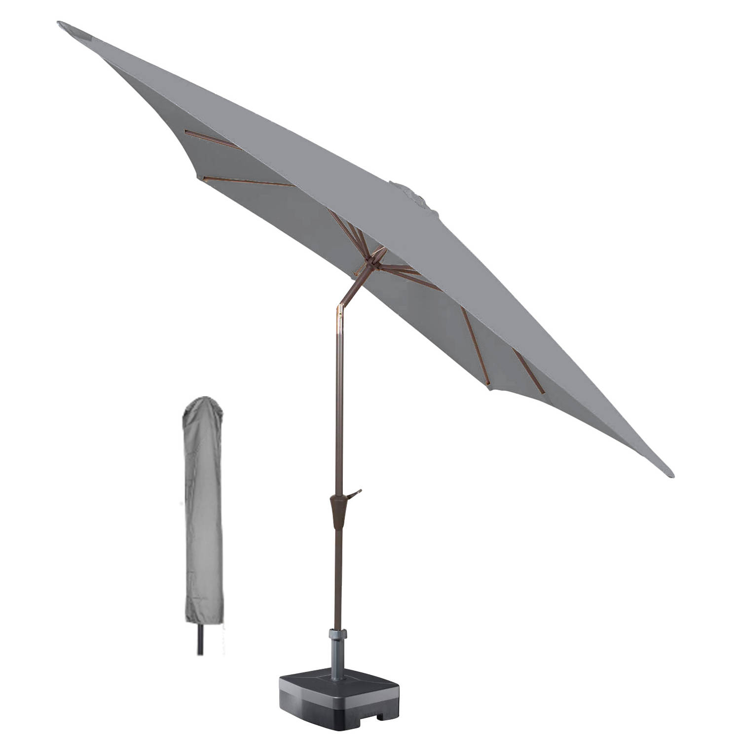 Kopu® Vierkante Parasol Malaga 200x200 Cm Met Hoes - Light Grey