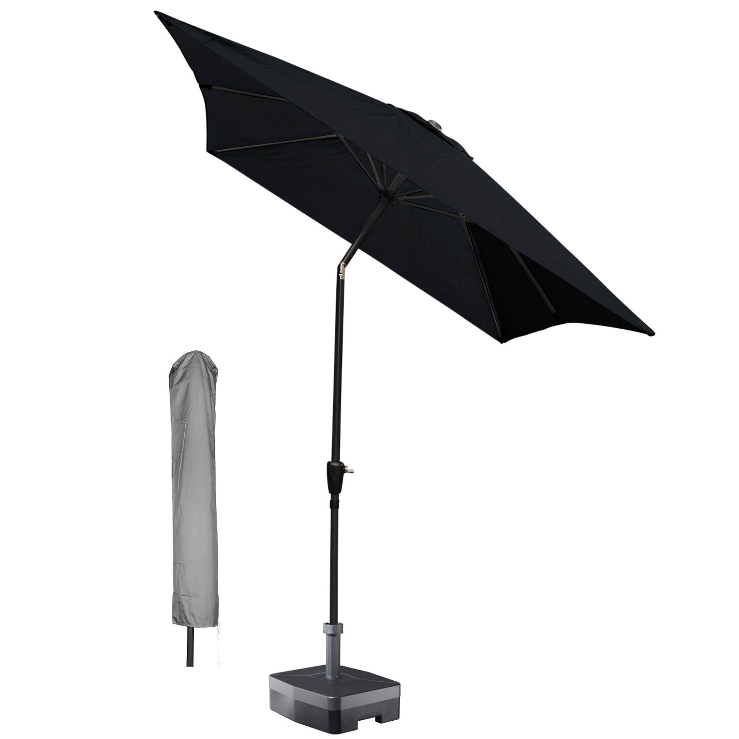 Kopu® Rechthoekige Parasol Bilbao 150x250 Cm Met Hoes Black