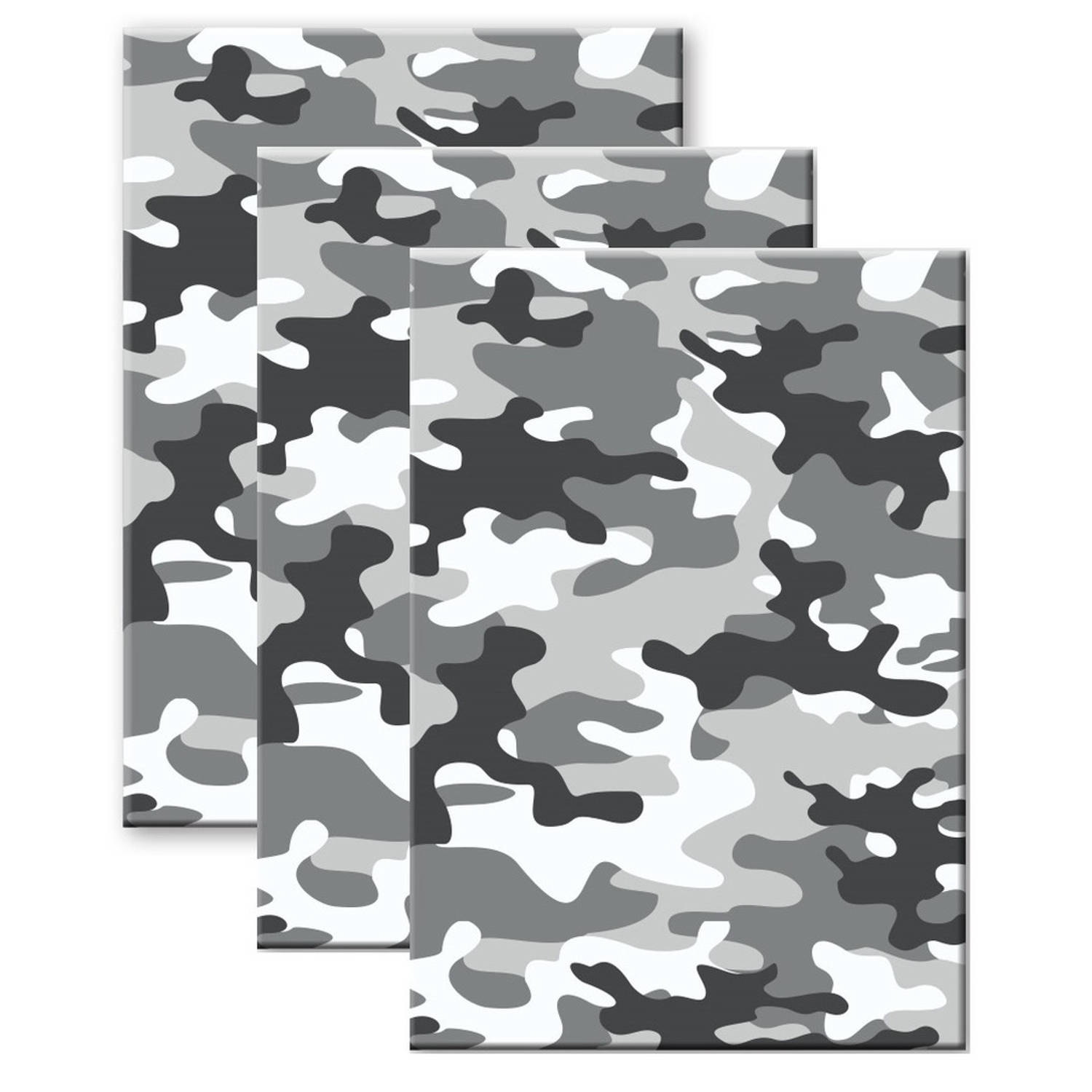 Set Van 3x Stuks Camouflage/legerprint Luxe Schrift/notitieboek Grijs Gelinieerd A4 Formaat - Notitieboek