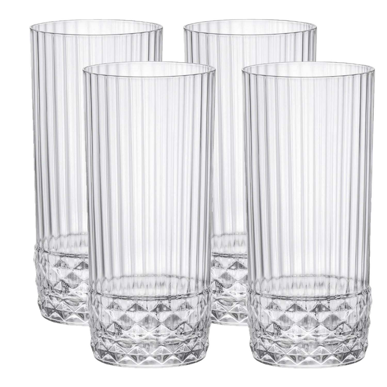 4x Stuks Longdrink Glazen Transparant 490 Ml Glazen Drinkglas-waterglas-longdrinkglas