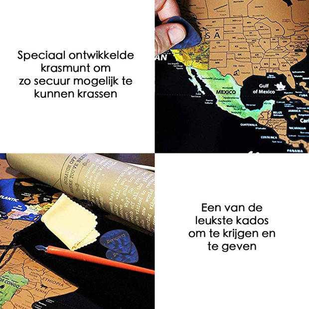 Wereldkaart Kras Poster - 84 x 59.4 cm - World Scratch Map XL