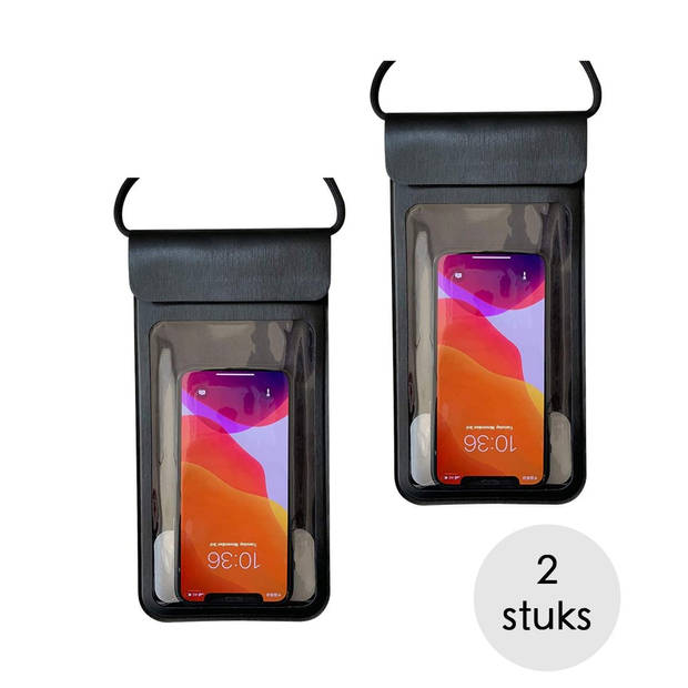 Telefoonhoes Waterdicht - 2 Stuks - Universeel - Zwart