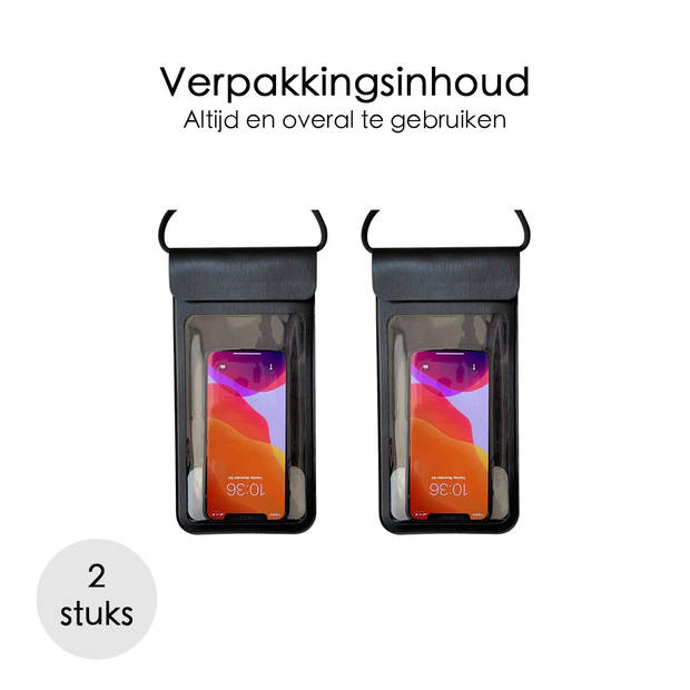 Telefoonhoes Waterdicht - 2 Stuks - Universeel - Zwart