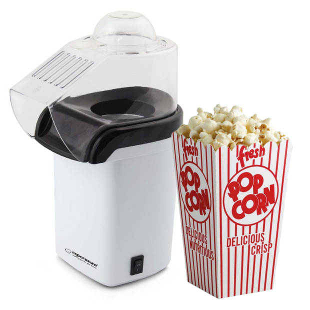 Esperanza EKP005W Popcornmaker - Hetelucht popcorn machine zonder olie - 1200 Watt - 27 cm