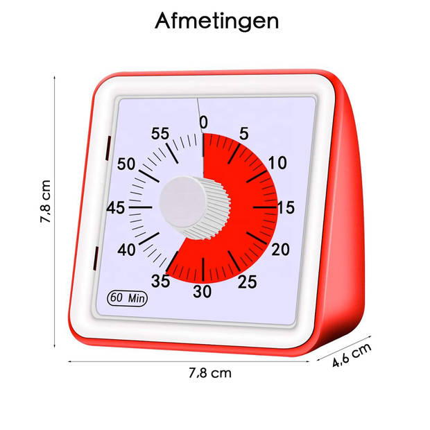 Leerklok voor Kinderen - Timer Kind - Vergaderklok - Aftelklok - Rood