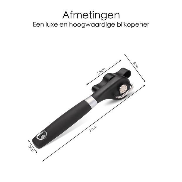 Blikopener - Premium - Zwart - 21 cm - Vaatwassserbestendig