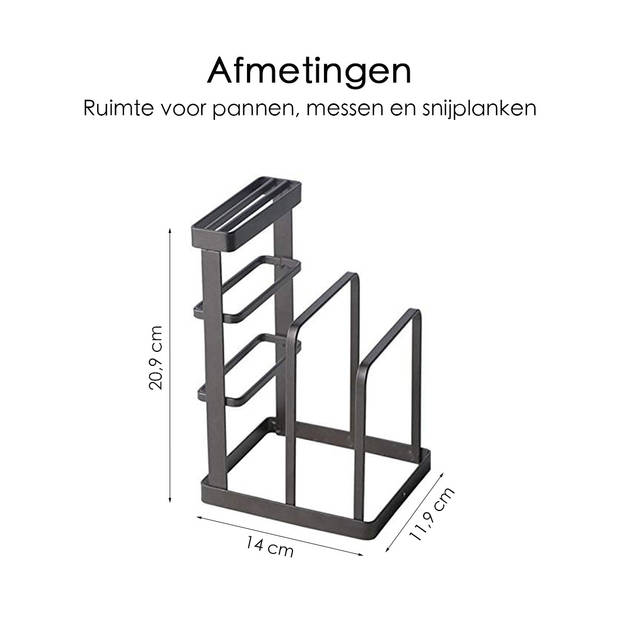 Keuken Organizer - Messenhouder - 20,9 cm x 14 cm - Zwart