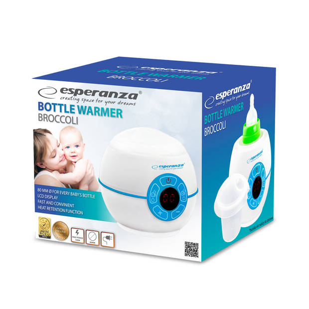 Esperanza EKB003 Flessenwarmer - Voor Iedere Babyfles - Met Display - Wit/Blauw