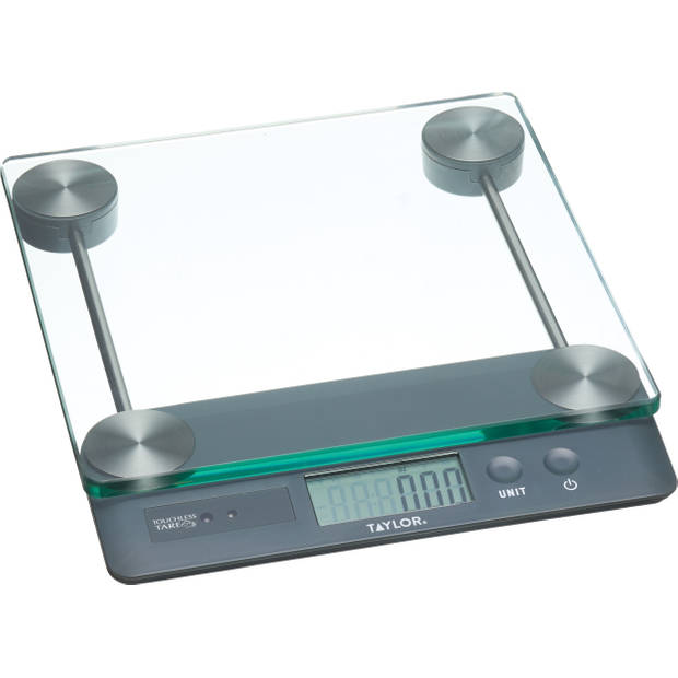 Taylor Pro keukenweegschaal 21 x 21 cm glas/RVS transparant
