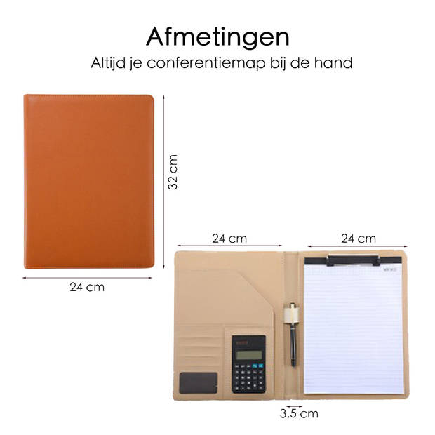 Conferentiemap A4 Bruin Inclusief calculator