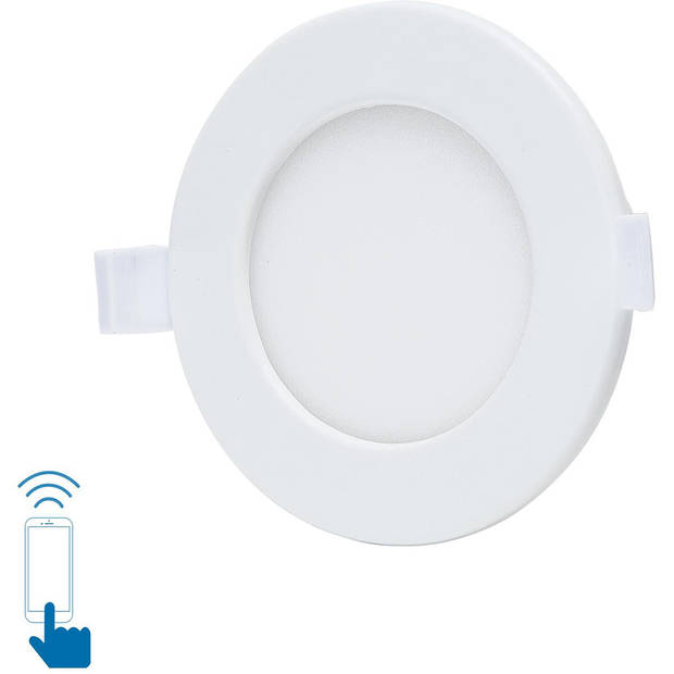 LED Downlight - Smart LED - Wifi LED - Slimme LED - Aigi Zumba - 6W - Aanpasbare Kleur - Inbouw Rond - Mat Wit -