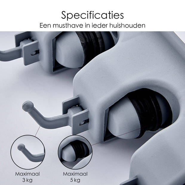 Bezemopbergsysteem - 5 Bezems - Ophangsysteem Tuingereedschap - Grijs