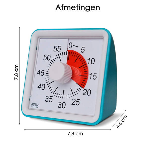 Leerklok voor Kinderen - Timer Kind - Vergaderklok - Aftelklok - Blauw