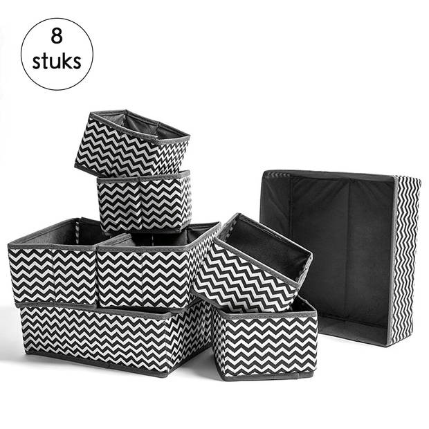 Kast Organizers - Stof - Zwart/Grijs - Set 8 Stuks