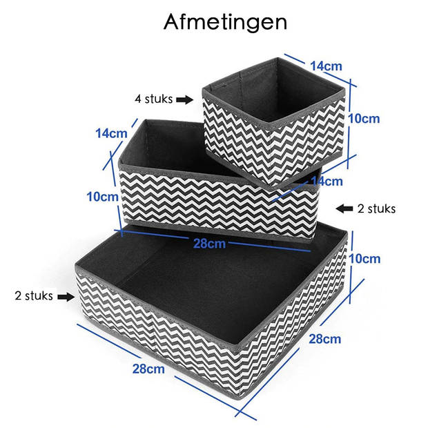 Kast Organizers - Stof - Zwart/Grijs - Set 8 Stuks